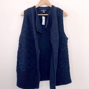 GAP Factory Sweater Vest Cardigan Chunky Cable‎ Knit Navy Size XS